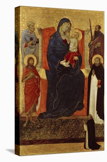 Virgin and Child Enthroned with Saints Peter, Paul, John the Baptist, Dominic and a Donor, 1325-35-Ugolino Di Nerio-Stretched Canvas