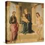 Virgin and Child Enthroned, with St James and St Sebastian-Lorenzo Costa-Stretched Canvas