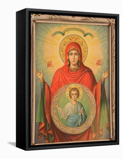 Virgin and Child, Greek Orthodox Icon, Thessaloniki, Macedonia, Greece, Europe-Godong-Framed Stretched Canvas