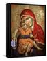 Virgin and Child Icon at Aghiou Pavlou Monastery on Mount Athos-Julian Kumar-Framed Stretched Canvas