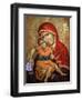 Virgin and Child Icon at Aghiou Pavlou Monastery on Mount Athos-Julian Kumar-Framed Premium Photographic Print