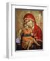 Virgin and Child Icon at Aghiou Pavlou Monastery on Mount Athos-Julian Kumar-Framed Premium Photographic Print