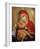 Virgin and Child Icon at Aghiou Pavlou Monastery on Mount Athos-Julian Kumar-Framed Photographic Print