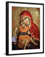 Virgin and Child Icon at Aghiou Pavlou Monastery on Mount Athos-Julian Kumar-Framed Photographic Print