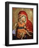 Virgin and Child Icon at Aghiou Pavlou Monastery on Mount Athos-Julian Kumar-Framed Photographic Print