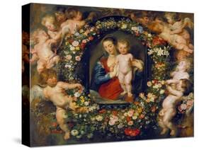 Virgin and Child in a Garland. the Garland by Jan Brueghel D.Ae. (1568-1625), about 1616/17-Peter Paul Rubens-Stretched Canvas