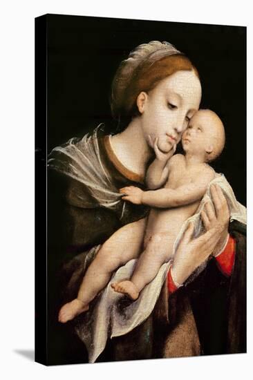 Virgin and Child (Oil on Panel)-Lambert Lombard-Stretched Canvas