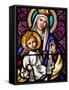 Virgin and Child on Mount Carmel, Stained Glass in Pont L'Abbe Church, Brittany, France-null-Framed Stretched Canvas