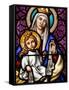 Virgin and Child on Mount Carmel, Stained Glass in Pont L'Abbe Church, Brittany, France-null-Framed Stretched Canvas