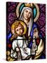 Virgin and Child on Mount Carmel, Stained Glass in Pont L'Abbe Church, Brittany, France-null-Stretched Canvas