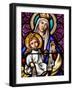 Virgin and Child on Mount Carmel, Stained Glass in Pont L'Abbe Church, Brittany, France-null-Framed Photographic Print