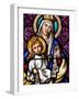 Virgin and Child on Mount Carmel, Stained Glass in Pont L'Abbe Church, Brittany, France-null-Framed Photographic Print