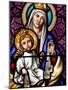 Virgin and Child on Mount Carmel, Stained Glass in Pont L'Abbe Church, Brittany, France-null-Mounted Photographic Print