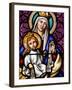 Virgin and Child on Mount Carmel, Stained Glass in Pont L'Abbe Church, Brittany, France-null-Framed Photographic Print