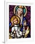 Virgin and Child on Mount Carmel, Stained Glass in Pont L'Abbe Church, Brittany, France-null-Framed Photographic Print