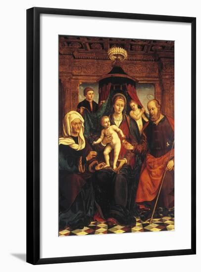 Virgin and Child, St. Anne and Others, 16th Century Panel-null-Framed Giclee Print