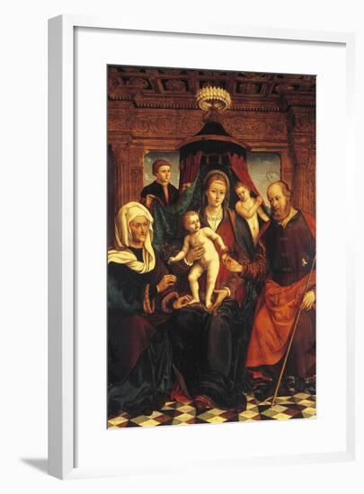Virgin and Child, St. Anne and Others, 16th Century Panel-null-Framed Giclee Print