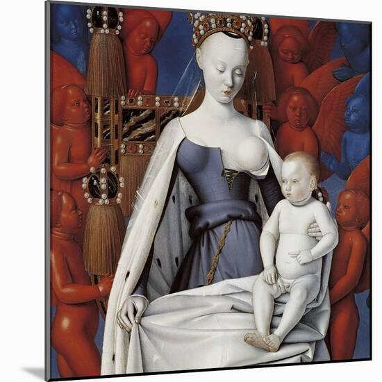 Virgin and Child Surrounded by Angels. Right Wing of Melun Diptych, C. 1450-Jean Fouquet-Mounted Giclee Print