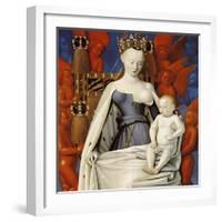 Virgin and Child Surrounded by Angels. Right wing of Melun diptych. Ca 1450-Jean Fouquet-Framed Giclee Print