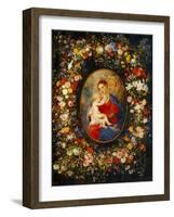 Virgin and Child with Angels Amonst a Garland of Flowers, Medaillon Rubens-Jan Brueghel the Elder-Framed Giclee Print