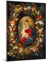 Virgin and Child with Angels Amonst a Garland of Flowers, Medaillon Rubens-Jan Brueghel the Elder-Mounted Giclee Print