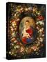 Virgin and Child with Angels Amonst a Garland of Flowers, Medaillon Rubens-Jan Brueghel the Elder-Stretched Canvas