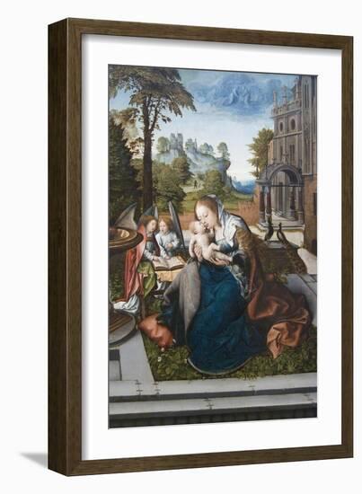 Virgin and Child with Angels-Bernard van Orley-Framed Art Print