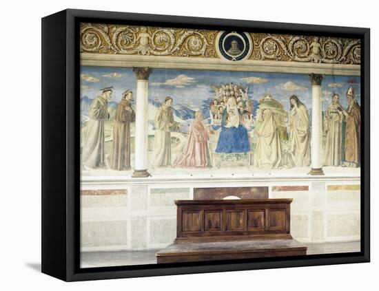 Virgin and Child with Donors, Saints and Franciscan Martyrs of Morocco-Domenico Morone-Framed Stretched Canvas