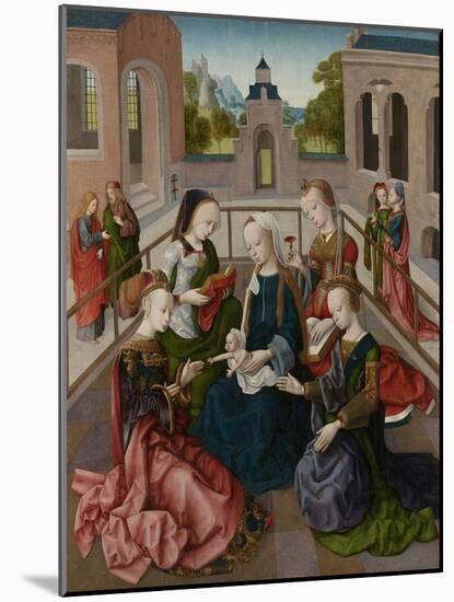 Virgin and Child with Four Holy Virgins-Master of the Virgo Inter Virgines-Mounted Art Print