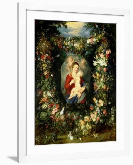 Virgin and Child with Fruits and Flowers-Jan Brueghel the Elder-Framed Giclee Print