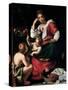 Virgin and Child with John the Baptist as a Boy, C. 1620-Bernardo Strozzi-Stretched Canvas