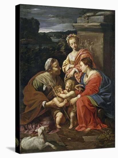 Virgin and Child with John the Baptist as a Boy, Saint Elizabeth and Saint Catherine, 1625-1626-Simon Vouet-Stretched Canvas