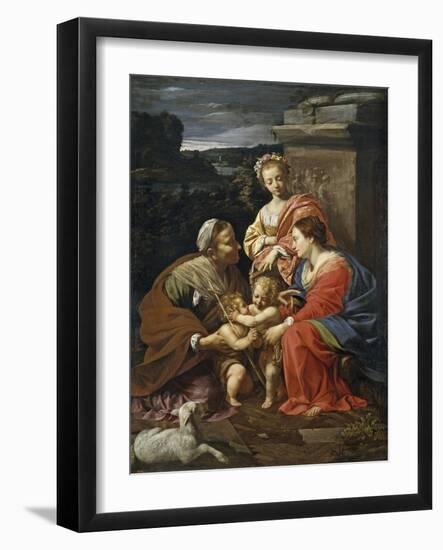 Virgin and Child with John the Baptist as a Boy, Saint Elizabeth and Saint Catherine, 1625-1626-Simon Vouet-Framed Giclee Print