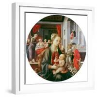 Virgin and Child with Life of Saint Anne and Birth of the Virgin, Tondo, 1452-Fra Filippo Lippi-Framed Giclee Print