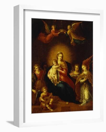 Virgin and Child with Music Making Angels-Frans Francken the Younger-Framed Giclee Print