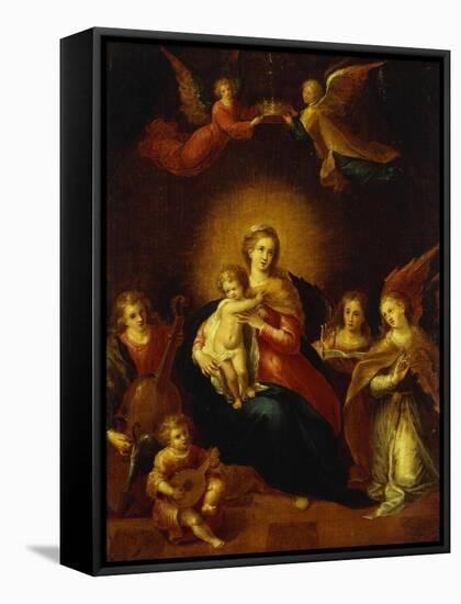 Virgin and Child with Music Making Angels-Frans Francken the Younger-Framed Stretched Canvas