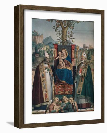 Virgin and Child with Saint Lorenzo Giustiniani and Zeno, 1874, (1903)-Girolamo dai Libri-Framed Giclee Print