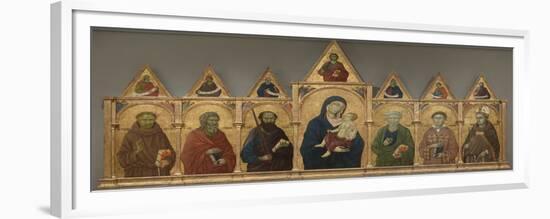 Virgin and Child with Saints Francis, Andrew, Paul, Peter, Stephen and Louis of Toulouse, C.1317-21-Ugolino Di Nerio-Framed Premium Giclee Print