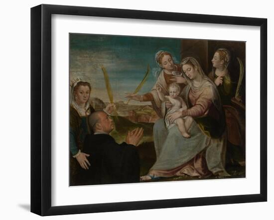 Virgin and Child with Sants Catherine, Lucy, Justina of Padua and a Benedictine Monk-Dario Varotari the Elder-Framed Giclee Print