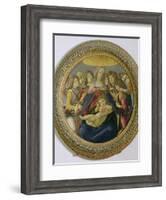 Virgin and Child with Six Angels, Called the Madonna of the Pomegranate, c.1478-79-Sandro Botticelli-Framed Giclee Print
