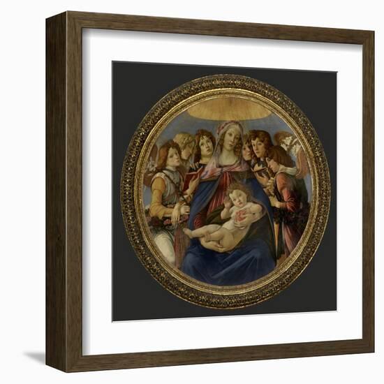 Virgin and Child with six angels (Madonna of the Pomegranate)-Sandro Botticelli-Framed Art Print