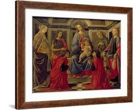 Virgin and Child with SS. Mary Magdalene, John The Baptist, Cosmo, Damian, Francis and Catherine-Sandro Botticelli-Framed Giclee Print