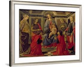 Virgin and Child with SS. Mary Magdalene, John The Baptist, Cosmo, Damian, Francis and Catherine-Sandro Botticelli-Framed Giclee Print