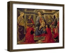 Virgin and Child with SS. Mary Magdalene, John The Baptist, Cosmo, Damian, Francis and Catherine-Sandro Botticelli-Framed Giclee Print