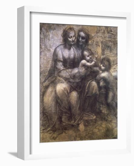 Virgin and Child with St. Anne and Infant-Leonardo da Vinci-Framed Giclee Print