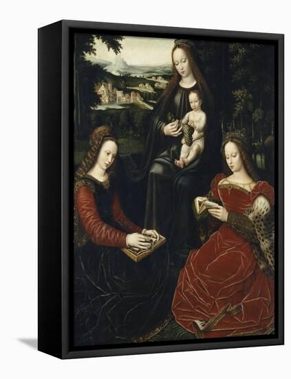 Virgin and Child with St. Barbara and St. Catherine-Ambrosius Benson-Framed Stretched Canvas