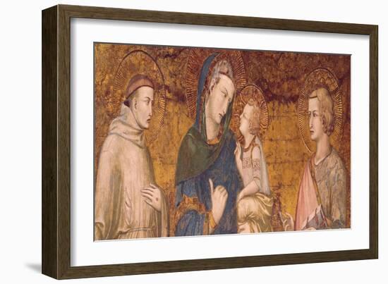 Virgin and Child with St. Francis and St. John the Evangelist-Pietro Lorenzetti-Framed Giclee Print