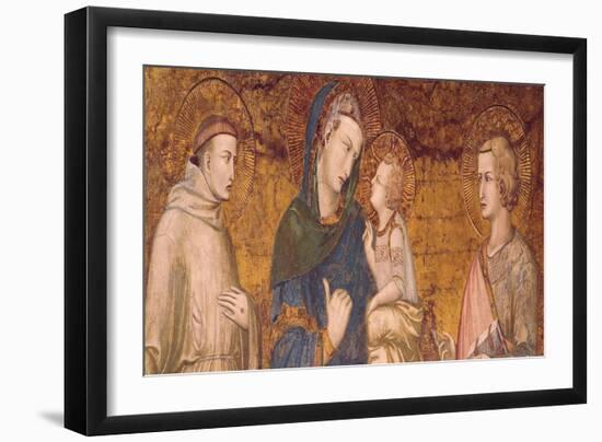 Virgin and Child with St. Francis and St. John the Evangelist-Pietro Lorenzetti-Framed Giclee Print