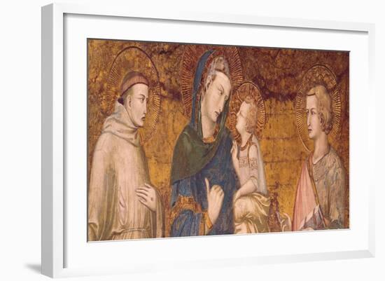 Virgin and Child with St. Francis and St. John the Evangelist-Pietro Lorenzetti-Framed Giclee Print