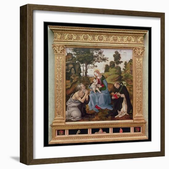 Virgin and Child with St. Jerome and St. Dominic (Oil and Tempera on Panel)-Filippino Lippi-Framed Giclee Print